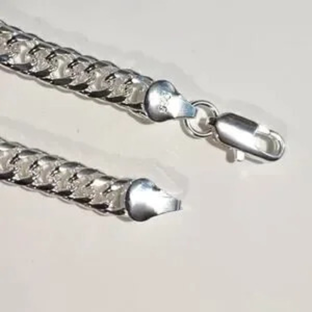925 Sterling Silver Plated Bracelet 6mm Double Cuban Birthday Gift